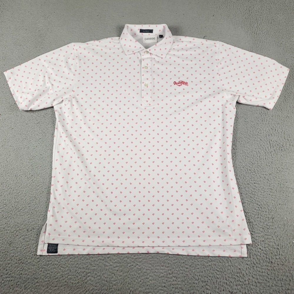 Turtleson Polo Shirt Mens Large White Red Qail Ridge Golf Short Sleeve *